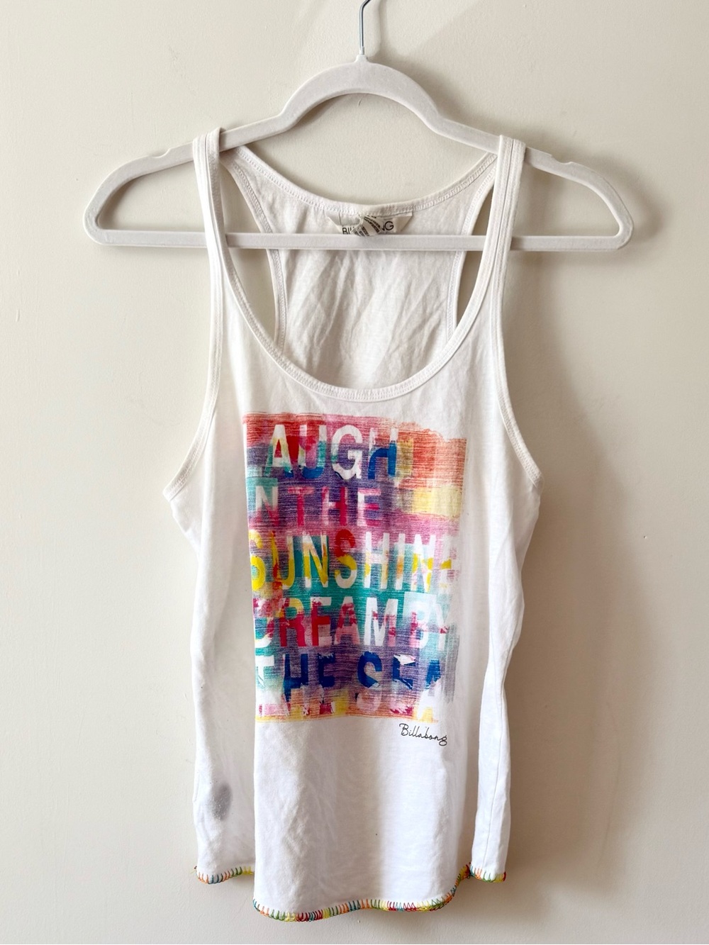 Billabong Graphic Racerback Tank Top White Size 10
